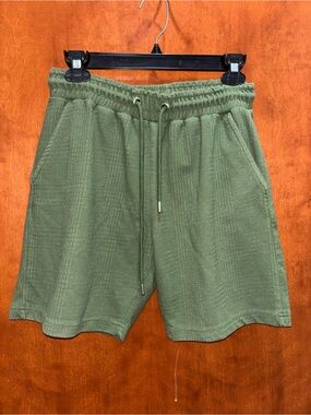 Boohoo Mens Olive Green Knit Drawstring Athletic Shorts